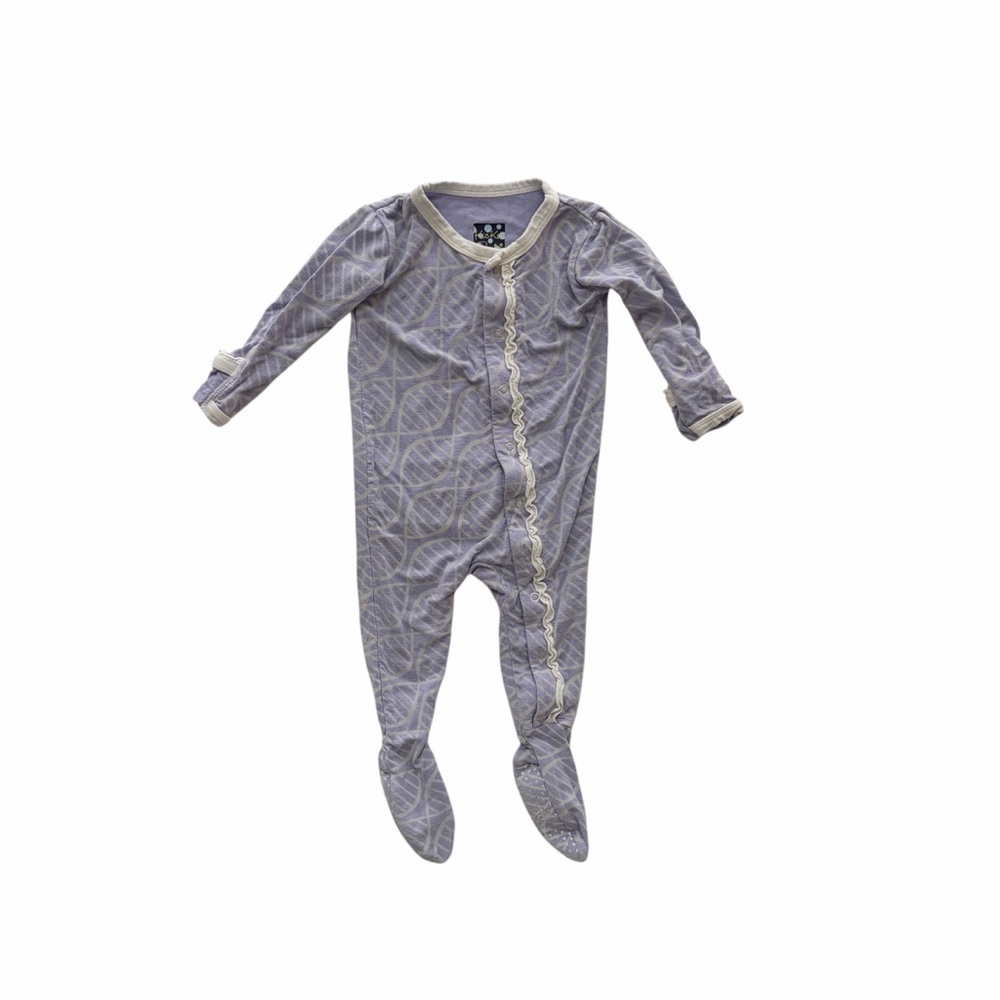 Kickee Pants Purple Leaf Pattern Footie
